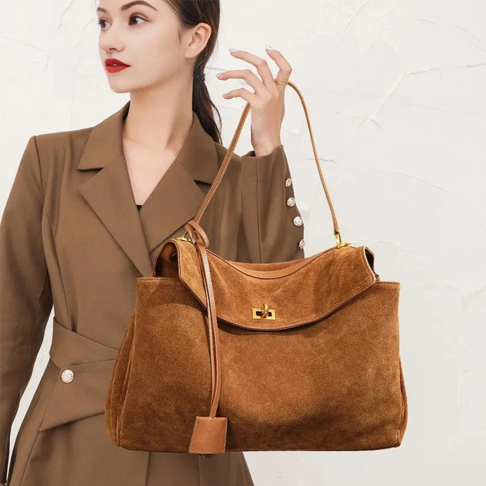 Luxury Tote Bags With Zipper - Herbst Winter frauen Wildleder echtes leder