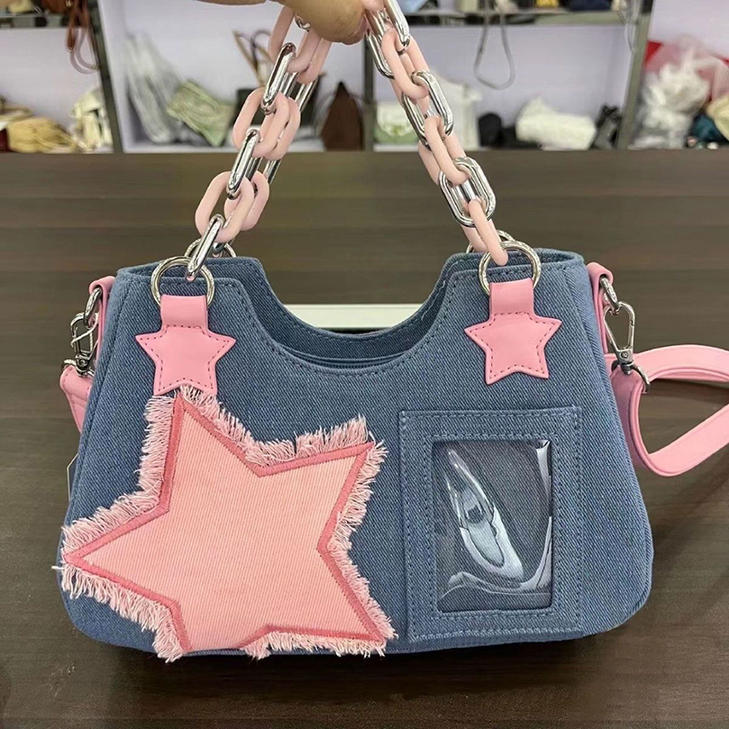 Luxury Tote Bags With Zipper - Denim Damen Unterarm-Shopper-Taschen Große Kapazität Designer