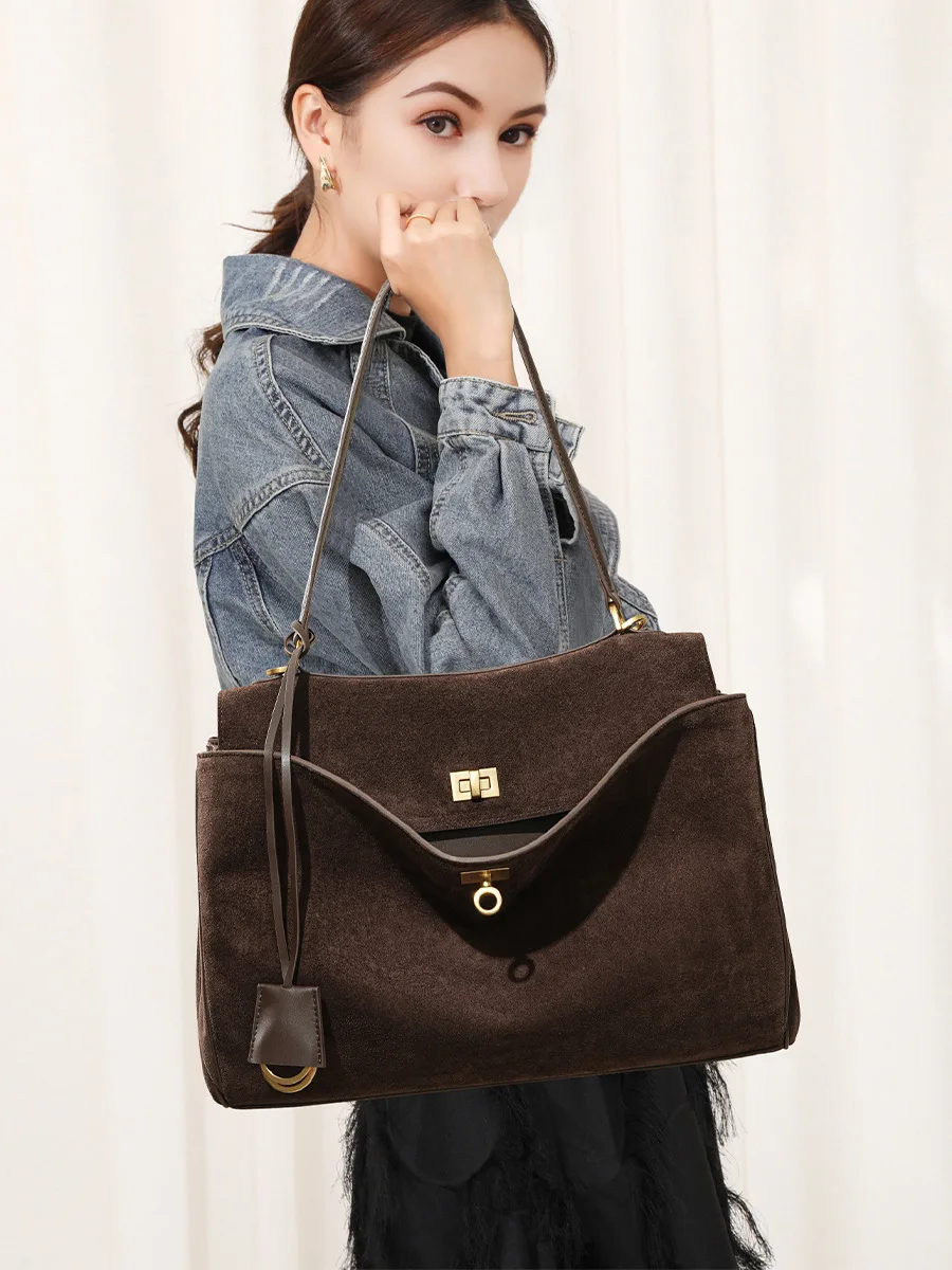Herbst Winter frauen Wildleder – Luxury Tote Bags With Zipper Bewertung und Preis