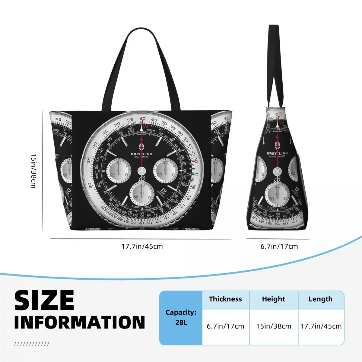 Schwarze Luxus-Uhrenzifferblat – Luxury Yoga Bags Bewertung und Preis
